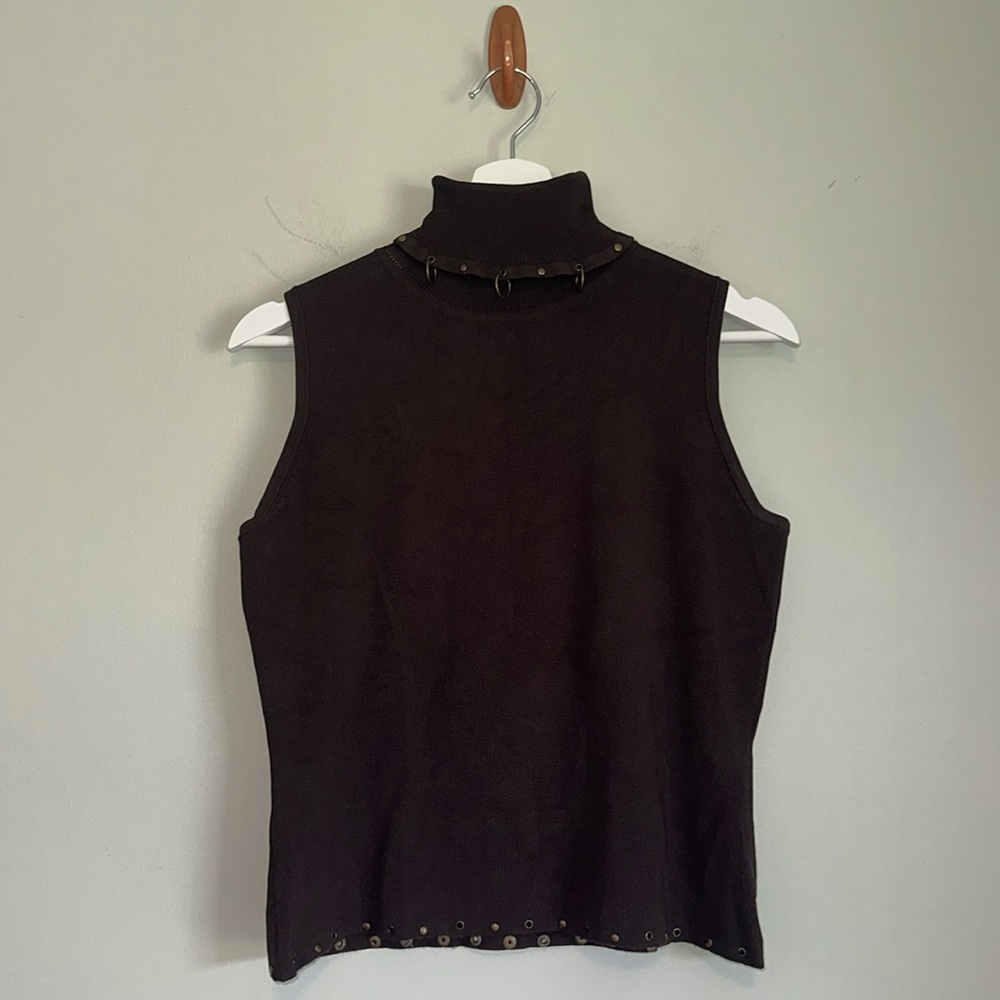 Vintage 90's brown turtleneck tank top